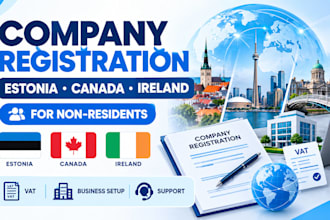 register your estonia canada ireland company for non residents with vat support