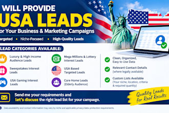 first hits USA leads, sweeps leads, mega millions elderly leads, care home leads