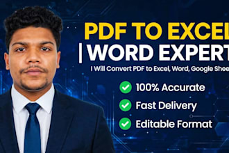 convert PDF to excel and word typing work