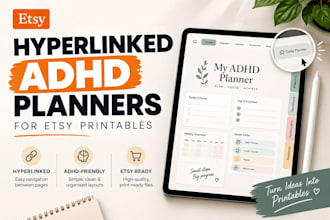 design hyperlinked adhd digital planners for etsy printables