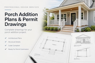 draw porch addition plans and porch permit drawings