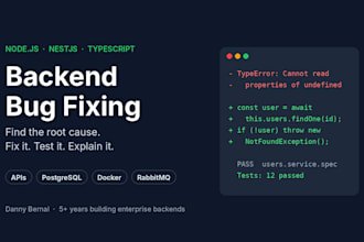 fix bugs in your node js nestjs and typescript backend