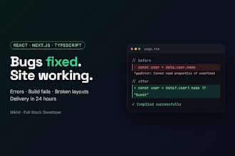 fix bugs and errors in your react or nextjs website