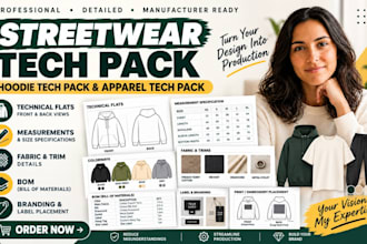 create streetwear tech pack hoodie tech pack and apparel tech pack