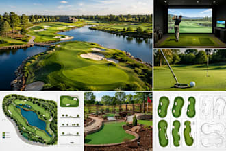 design 2d 3d golf courses, golf simulation, mini golf, putting greens and print