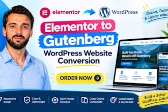 elementor to gutenberg wordpress website conversion
