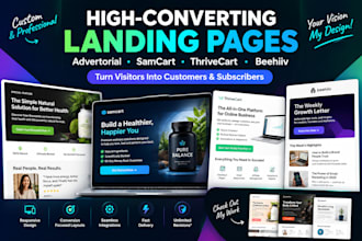 design high converting advertorial,samcart, thrivecart page