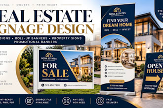 design real estate roll up banners property yard signs and promotional banners