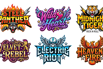design glam metal, 80s metal and classic hard rock logo