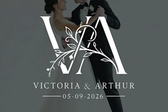 design an elegant modern wedding monogram signature photography logo or initials
