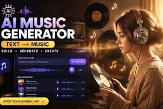 build music website, ai music generator website, ai text to music app
