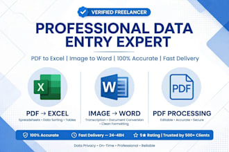 do data entry , pdf to excel word and marathi english typing
