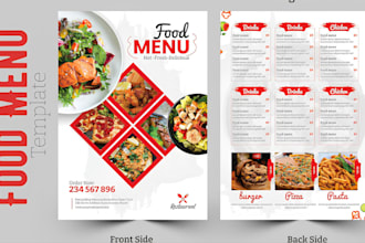 create modern menu design for your busniess