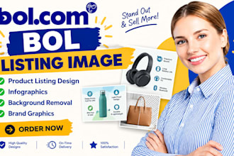 bol product listing design infographics background removal and brand graphics