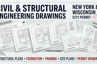 draw civil and structural engineering plans for new york wisconsin city permits