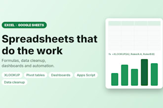 create excel and google sheets formulas, dashboards and automation