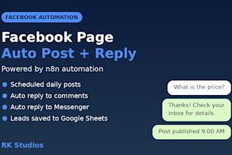 set up facebook page auto posting and auto reply with n8n