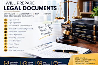 prepare legal contracts, legal motions, legal agreement, nda and legal documents