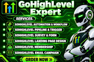 create gohighlevel workflows,websites in ghl,forms surveys, funnels