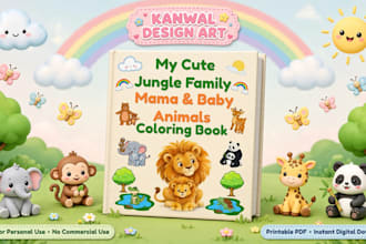 create a cute jungle animals coloring book for kids