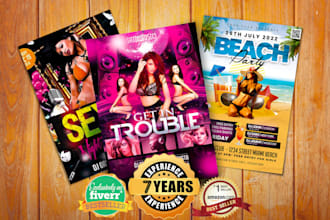 create a luxury event flyer, party flyer or nightclub poster party flyer design