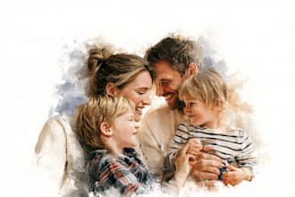 make watercolor family portrait