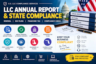 renew or file llc annual report, boi, franchise tax state compliance check