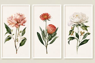draw custom botanical and flower illustrations