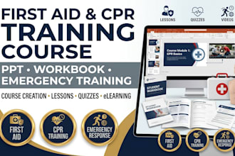 create first aid course, cpr emergency training course, PPT design, workbook