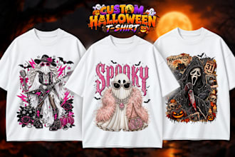 create custom halloween t shirt design for pod and etsy