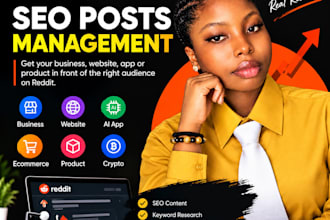 manage reddit SEO post for business website ai app ecommerce product promotion