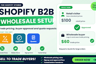 set up shopify wholesale pricing approval and quote request for b2b