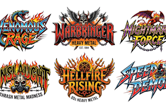 design old school metal, 80s heavy metal, speed metal logo