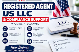 provide registered agent service for wyoming llc and delaware llc