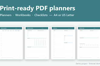 design a print a ready PDF planner or workbook