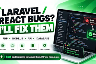 fix laravel react PHP and node js bugs and errors
