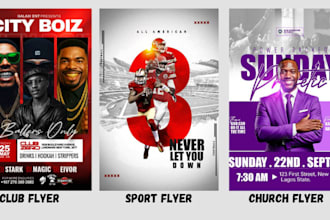 create exceptional sport flyer, church flyer or club flyer