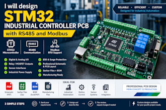 stm32 industrial controller pcb with rs485 and modbus
