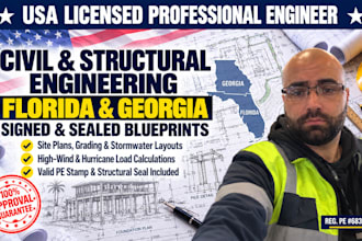 be your civil engineer for florida and georgia sets with sign and seal