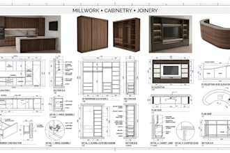 create millwork cabinetry furniture and joinery shop drawings