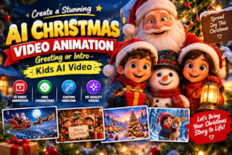 create a stunning ai christmas video animation greeting or intro kids ai video