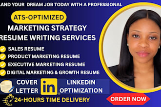 write a marketing resume,  ats optimized in 24 hours