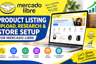 mercado libre product listing for seo upload research and store setup