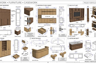 design millwork furniture wardrobe cabinet and casework shop drawings