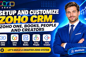 setup and customize zoho CRM, zoho one, books, people and creators