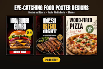 design food menu, flyer and poster designs for restaurants