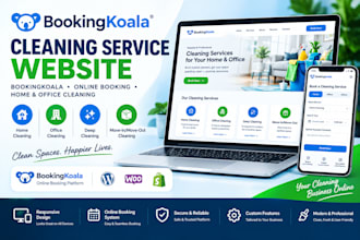 design cleaning service website, bookingkoala booking and office cleaning