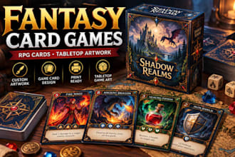 design fatasy card games, rpg cards and tabletop game artwork
