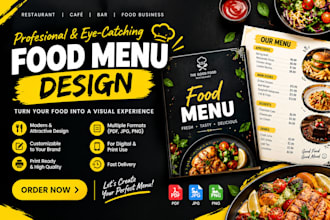 design restaurant food menu flyer poster and promotional graphics