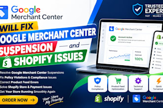 fix google merchant center suspension and shopify issues